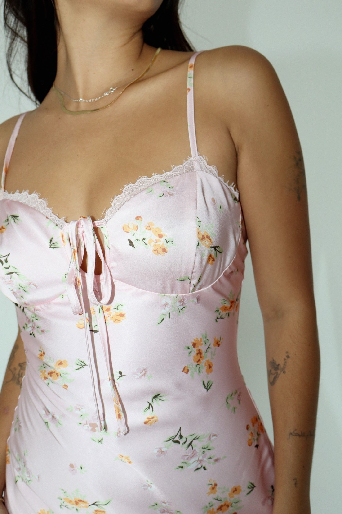 BELLA FLORAL SATIN DRESS