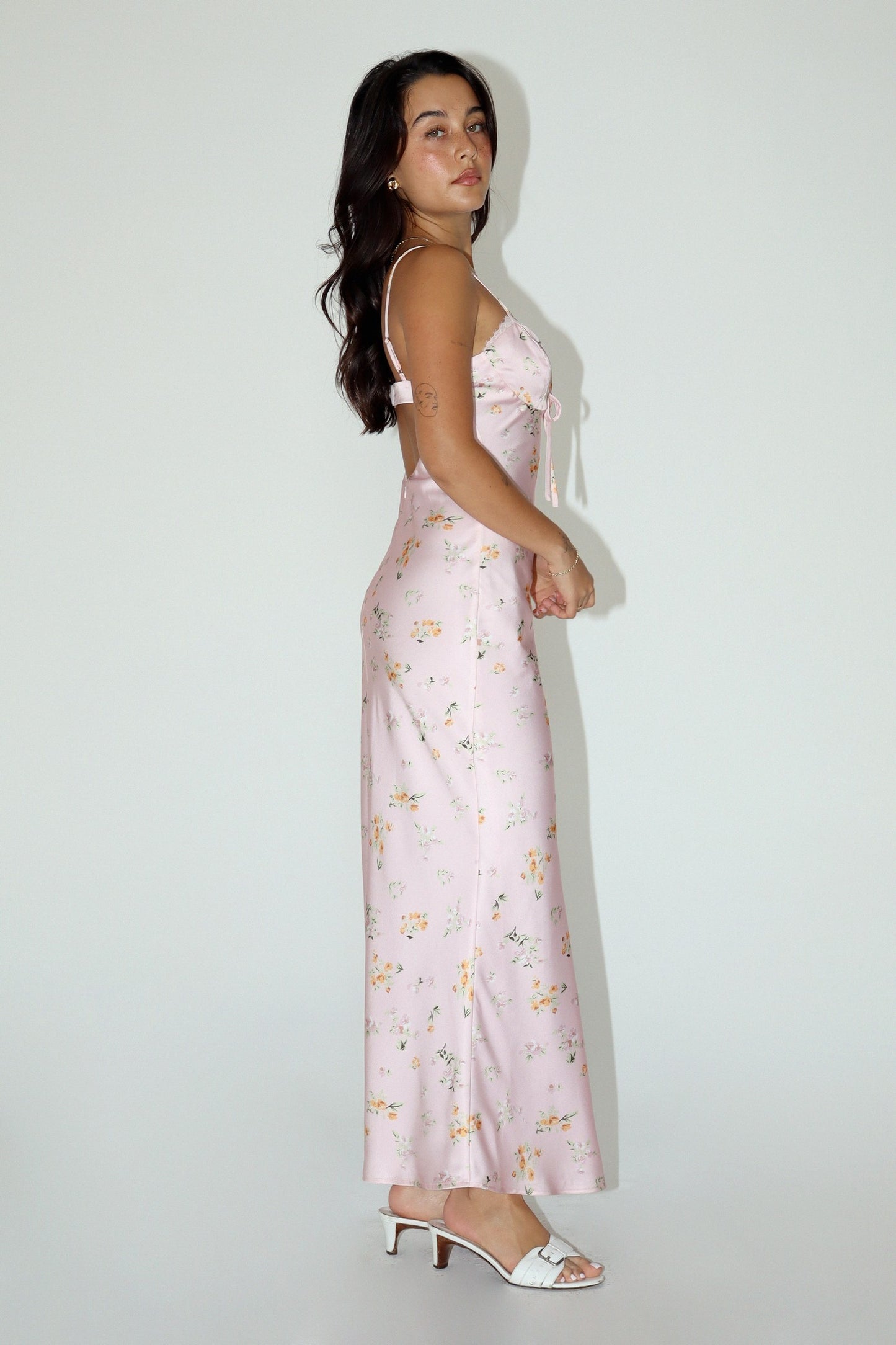 BELLA FLORAL SATIN DRESS