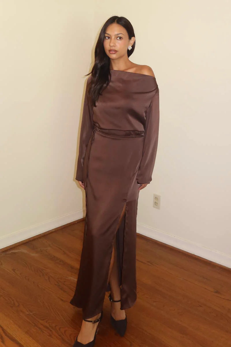 COCOA SATIN DRESS