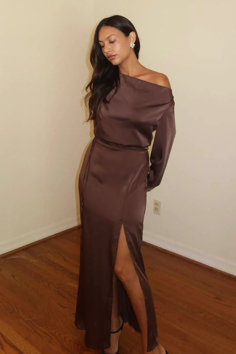 COCOA SATIN DRESS